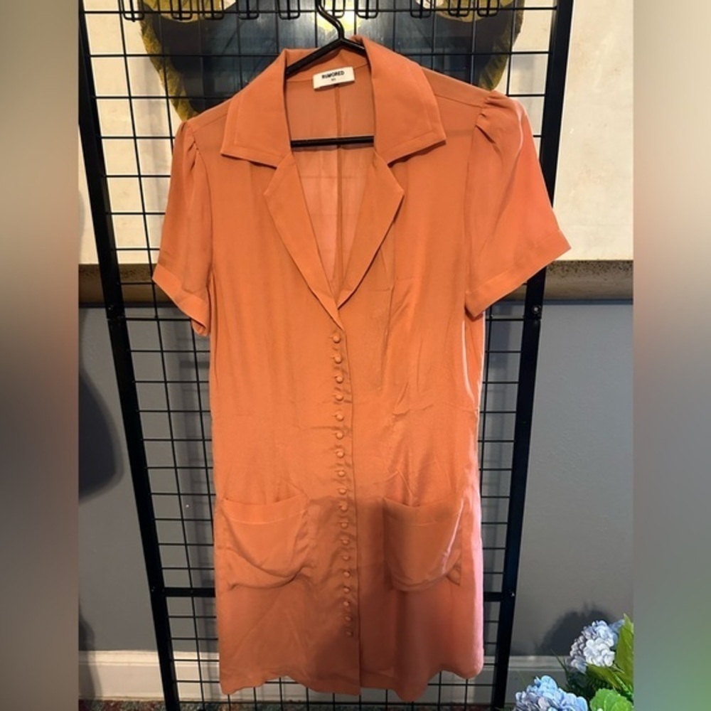 Rumored Short Sleeve Mini Dress in Rust Orange